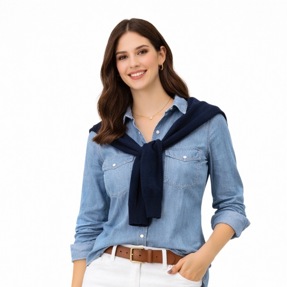 J. Crew Light Blue Denim Top